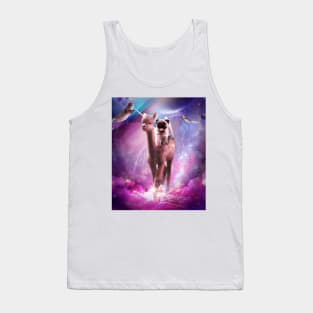 Funny Space Pug Riding On Alpaca Unicorn Tank Top